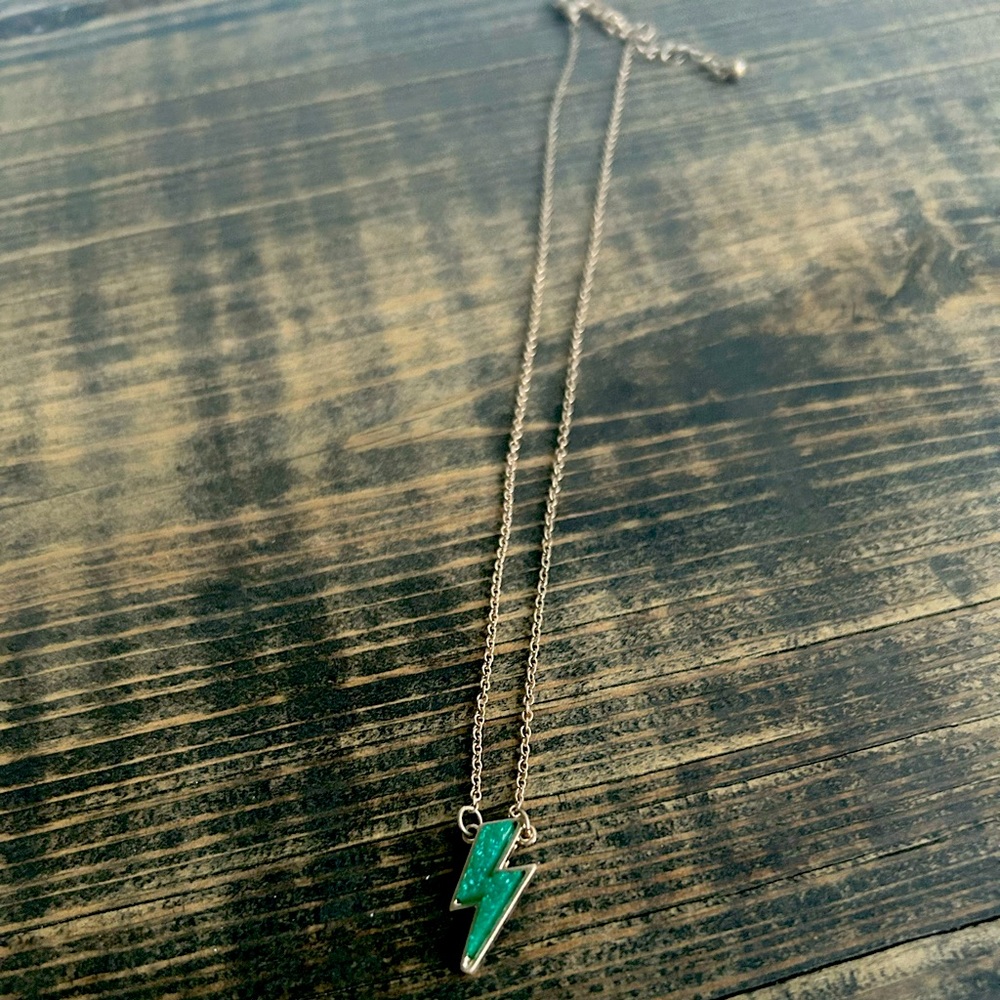 Druzy lighting bolt necklace